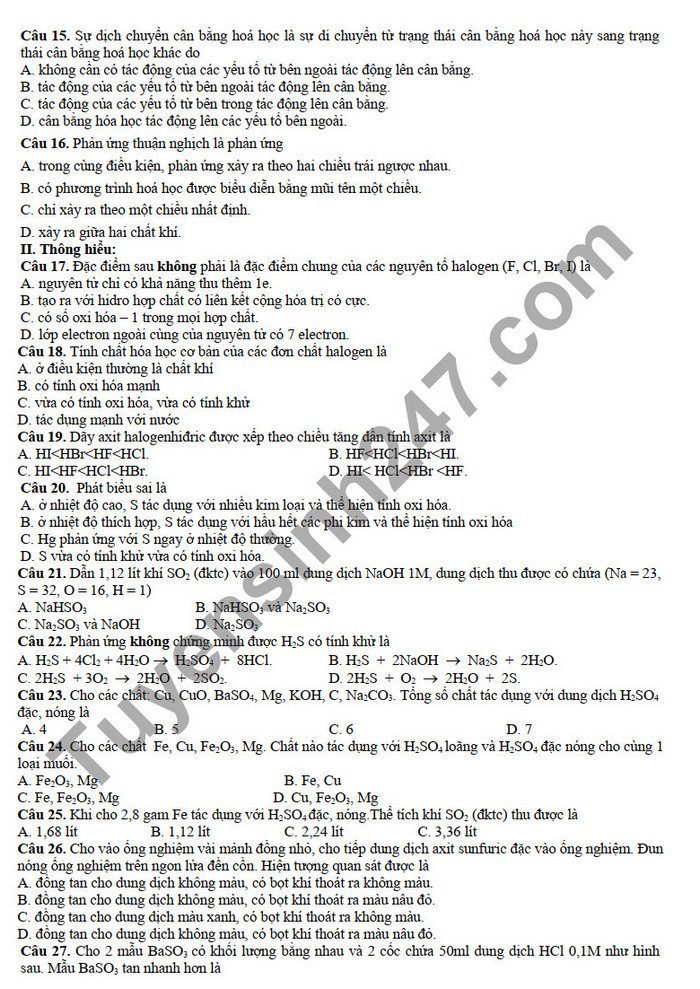 De thi ki 2 mon Hoa lop 10 THPT Huong Hoa 2022 (Minh hoa)