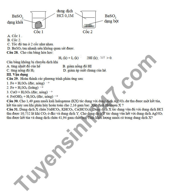 De thi ki 2 mon Hoa lop 10 THPT Huong Hoa 2022 (Minh hoa)