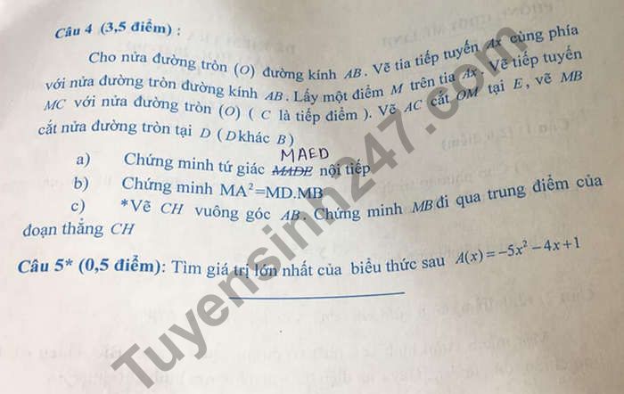 De thi ki 2 mon Toan lop 9 Huyen Me Linh 2022