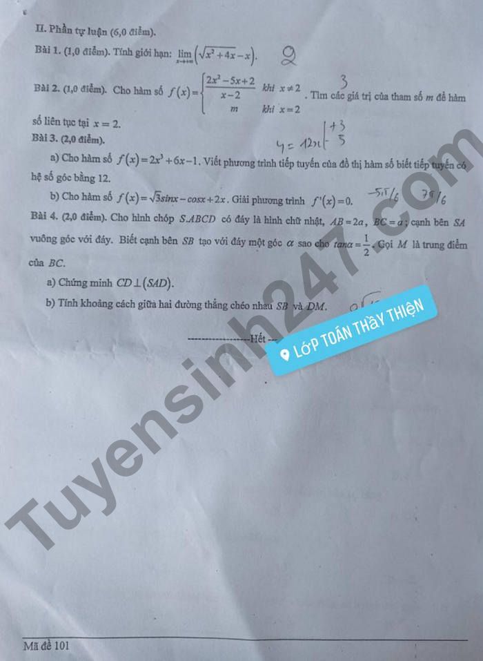 De thi ki 2 lop 11 mon Toan 2022 THPT Ngo Quyen