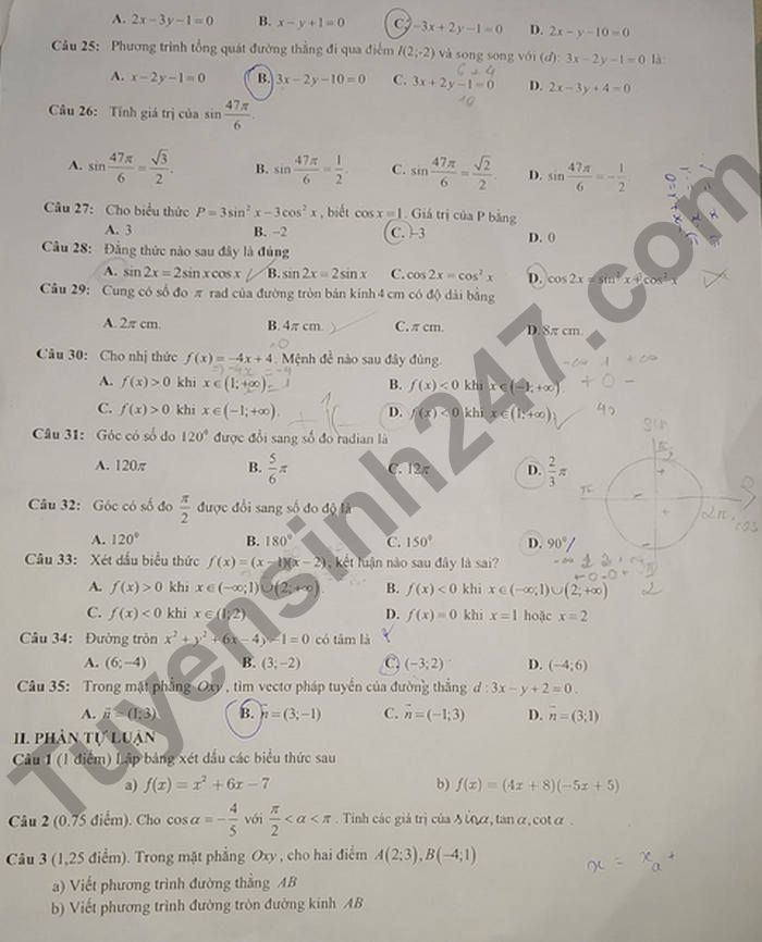 De thi ki 2 mon Toan tinh Dong Nai lop 10 2022