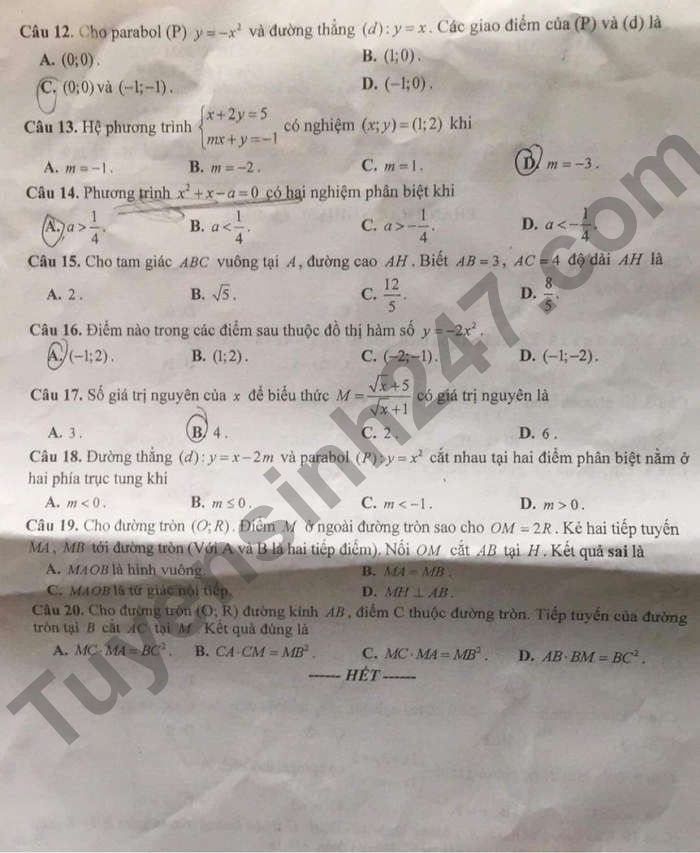 De thi ki 2 lop 9 mon Toan tinh Bac Ninh 2022