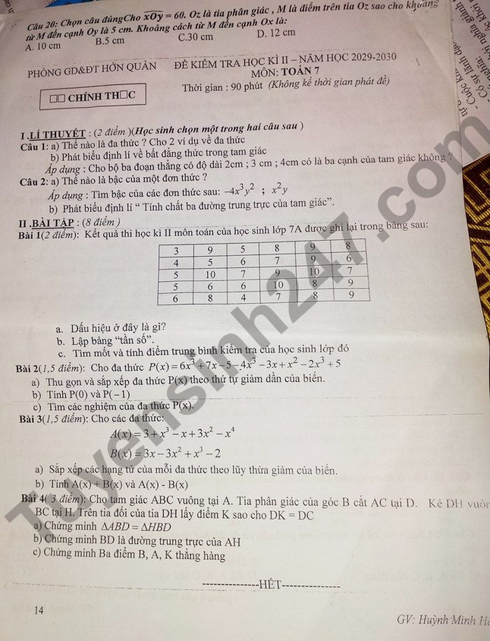 De thi ki 2 mon Toan lop 7 Huyen Hon Quan 2022