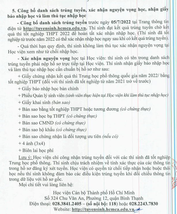 Hoc vien can bo TPHCM tuyen sinh nam 2022 - hoc ba