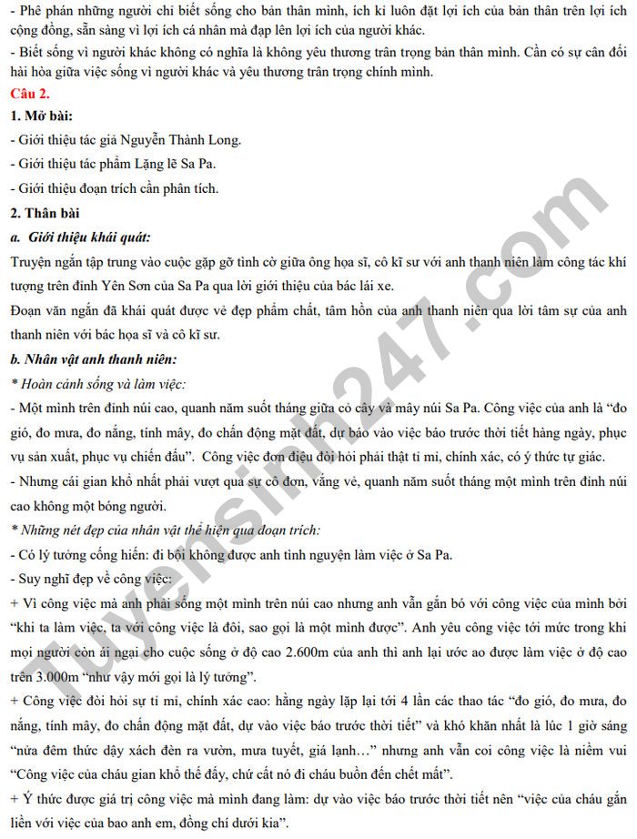 Dap an de thi vao lop 10 mon Van 2022 - Quang Ninh