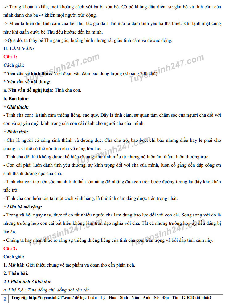 Dap an de thi vao lop 10 chuyen mon Van - tinh Ha Nam 2022