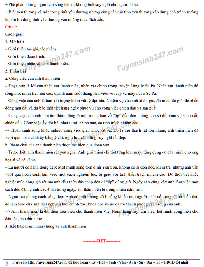 De thi vao lop 10 mon Van tinh Ha Tinh 2022 - Co dap an