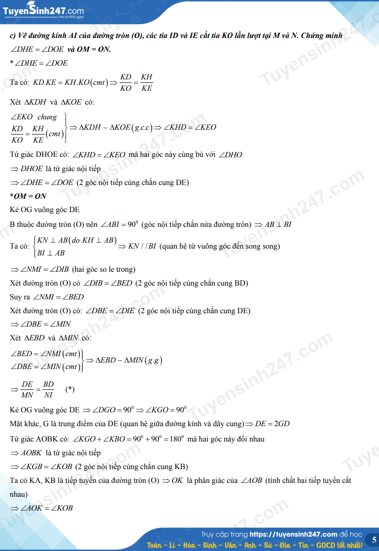 Dap an de thi vao lop 10 mon Toan - Can Tho 2022