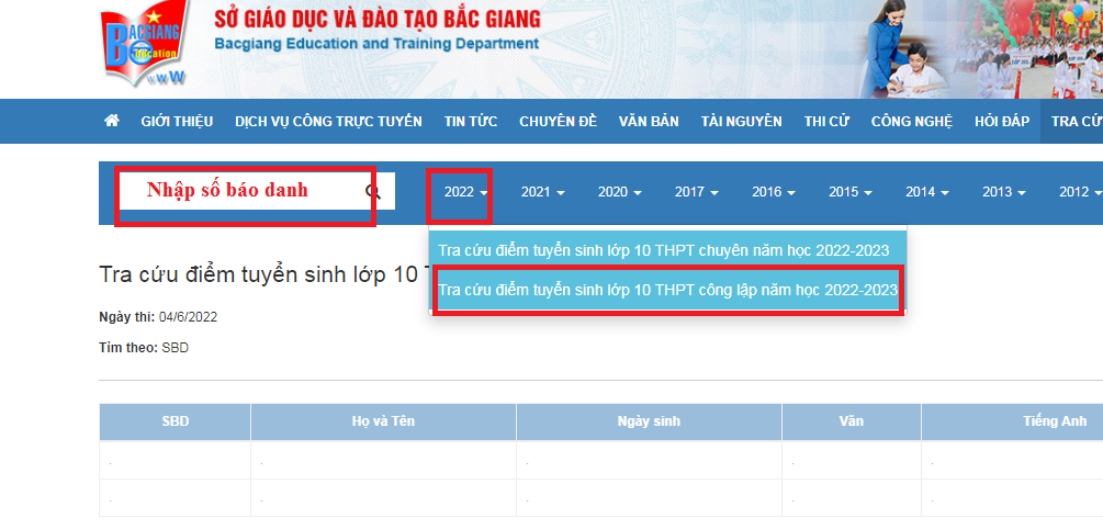 Da co diem thi vao lop 10 Bac Giang nam 2022