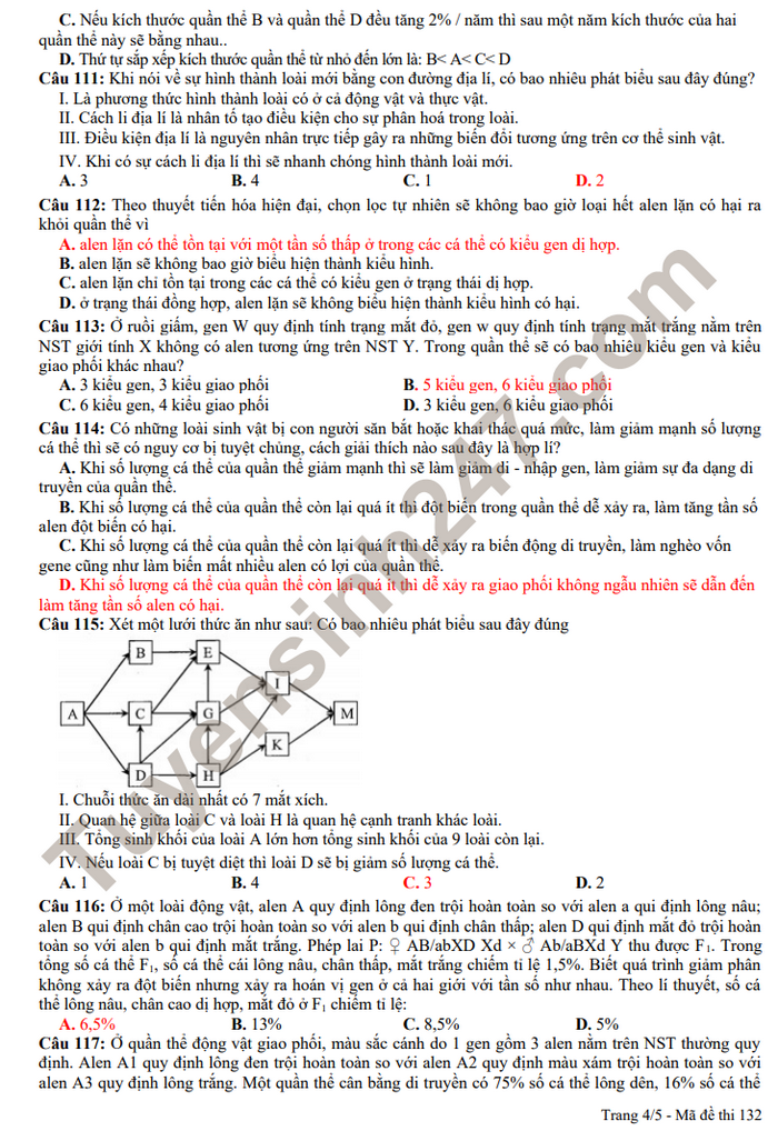 De thi thu mon Sinh tot nghiep THPT 2022 lan 2 - THPT Thi xa Quang Tri