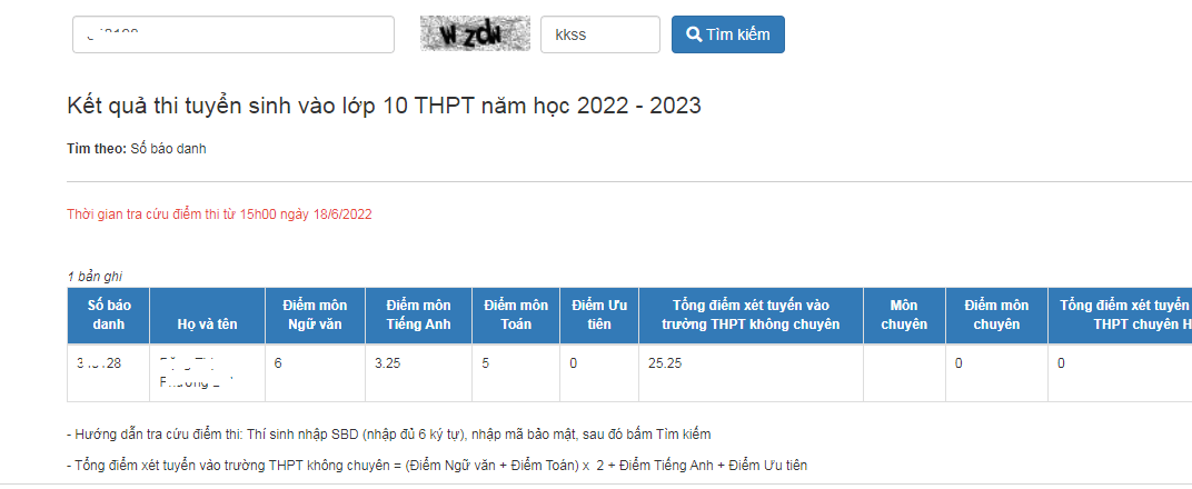 Ha Tinh cong bo diem thi vao lop 10 nam 2022