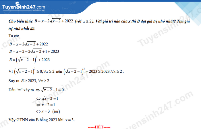 De thi vao lop 10 mon Toan tinh Tra Vinh 2022 (Co dap an)
