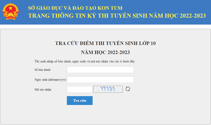 Diem thi vao lop 10 Kon Tum nam 2022