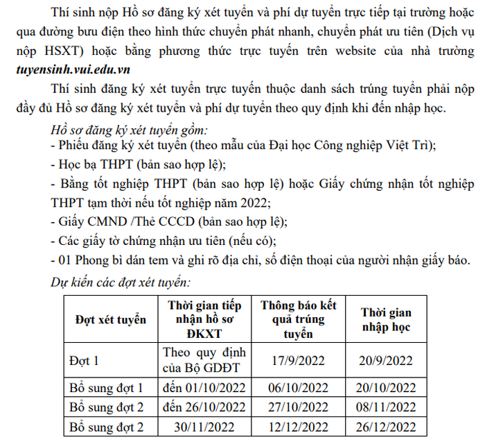 Phuong an tuyen sinh Dai hoc Cong nghiep Viet Tri 2022