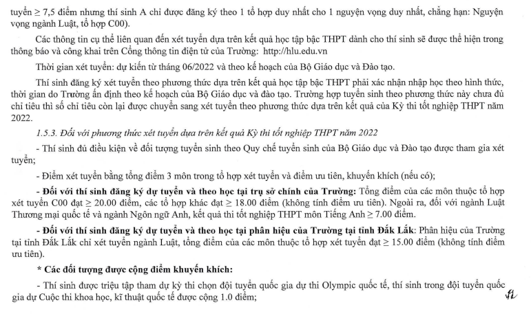 Dai hoc Luat Ha Noi cong bo phuong an tuyen sinh 2022 - Chinh thuc