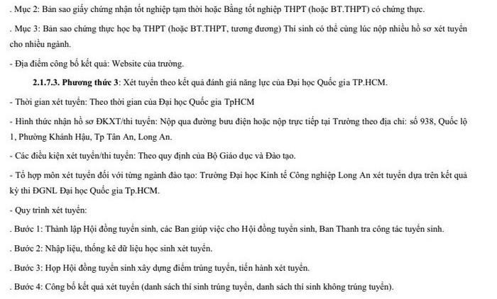 Phuong an tuyen sinh DH Kinh te Cong nghiep Long An nam 2022