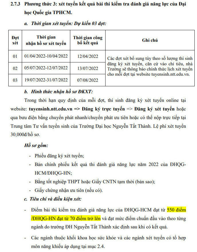 Thong tin tuyen sinh Dai hoc Nguyen Tat Thanh 2022