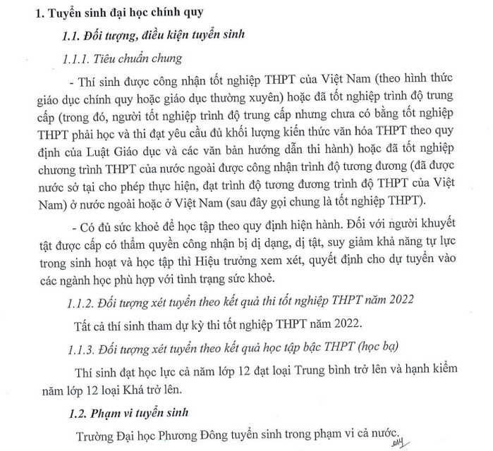 Thong tin tuyen sinh Dai hoc Phuong Dong 2022