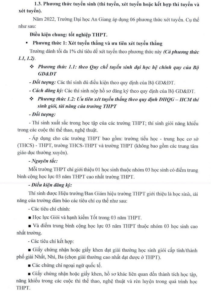 Dai hoc An Giang cong bo phuong an tuyen sinh 2022