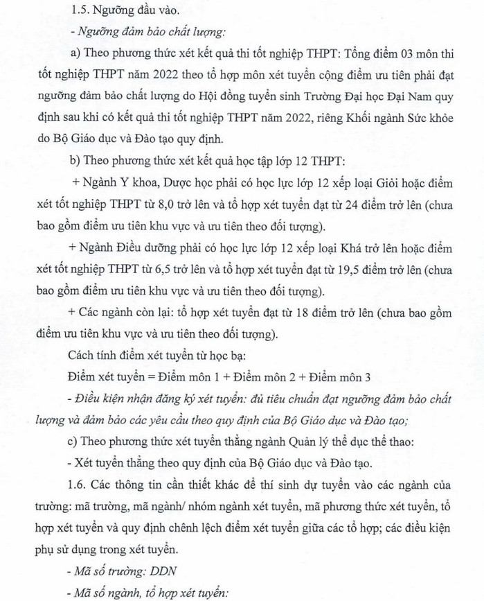 Thong tin tuyen sinh Dai hoc Dai Nam nam 2022