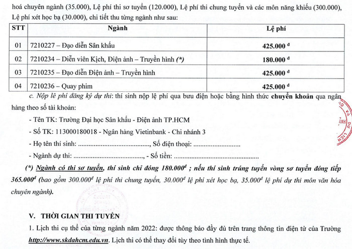 Dai hoc San khau - Dien anh TPHCM tuyen sinh nam 2022