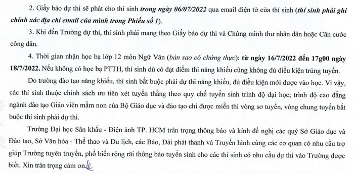 Dai hoc San khau - Dien anh TPHCM tuyen sinh nam 2022