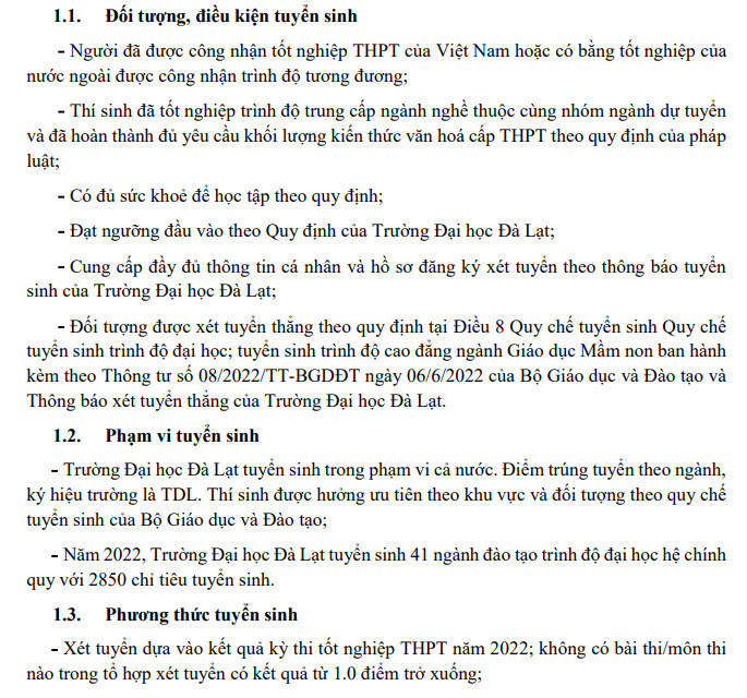 Dai hoc Da Lat cong bo phuong an tuyen sinh 2022