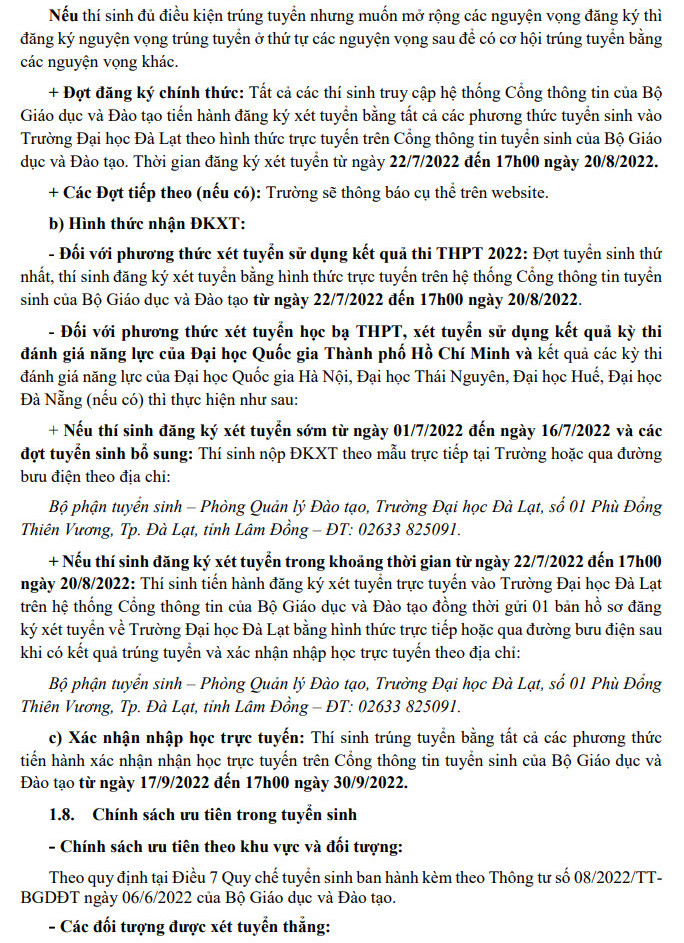Dai hoc Da Lat cong bo phuong an tuyen sinh 2022