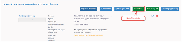Huong dan thanh toan truc tuyen le phi xet tuyen dai hoc 2022