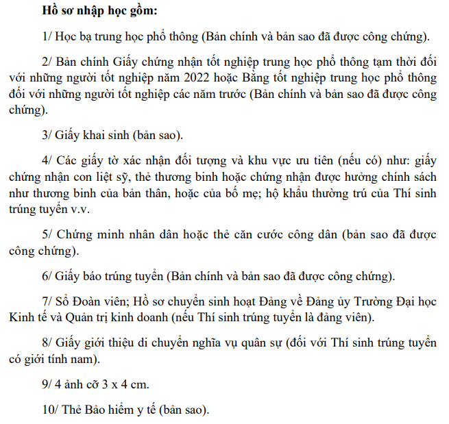 Huong dan nhap hoc DH Kinh te Quan tri kinh doanh - DH Thai Nguyen nam 2022
