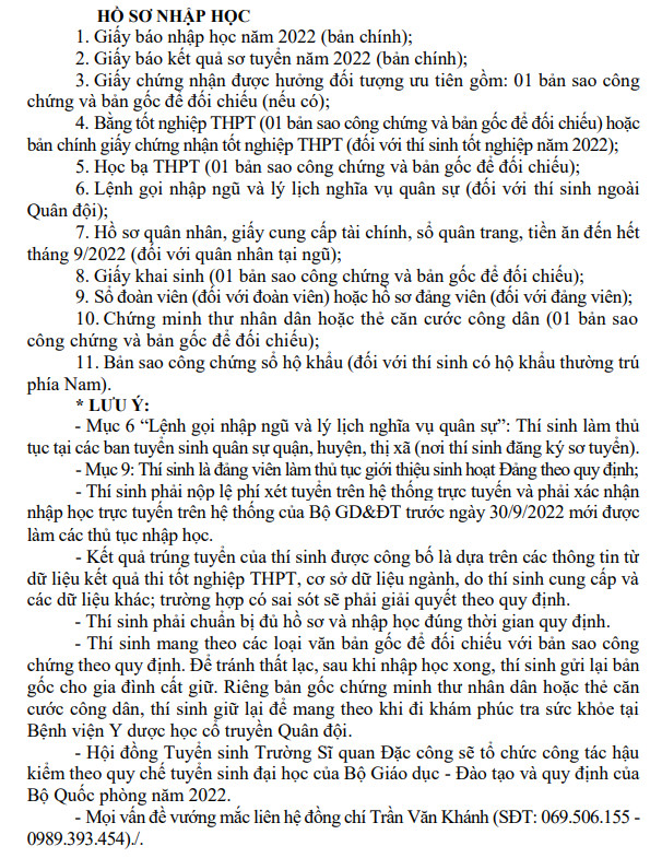Ho so nhap hoc nam 2022 Truong Si quan Dac cong