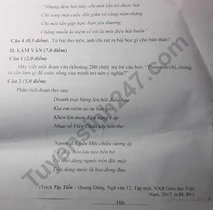 De giua ki 1 lop 12 nam 2022 mon Ngu Van Truong THPT - Tran Quoc Tuan