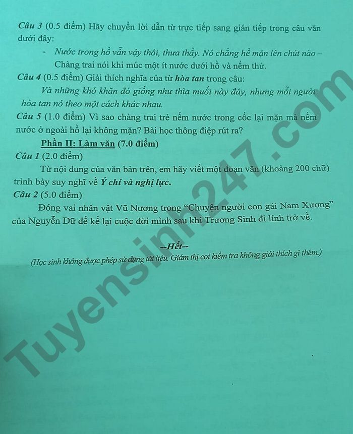 De thi giua ki 1 lop 9 mon Van 2022 - THPT Duc Chinh