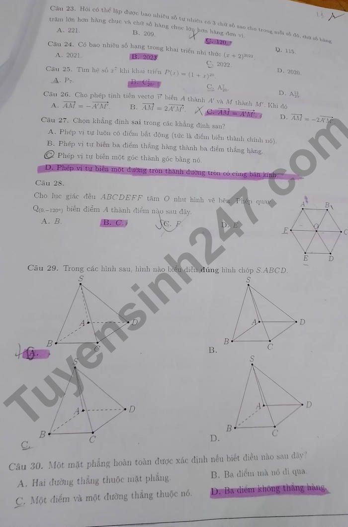 De thi giua ki 1 lop 11 mon Toan - THPT So 1 TX Sapa 2022