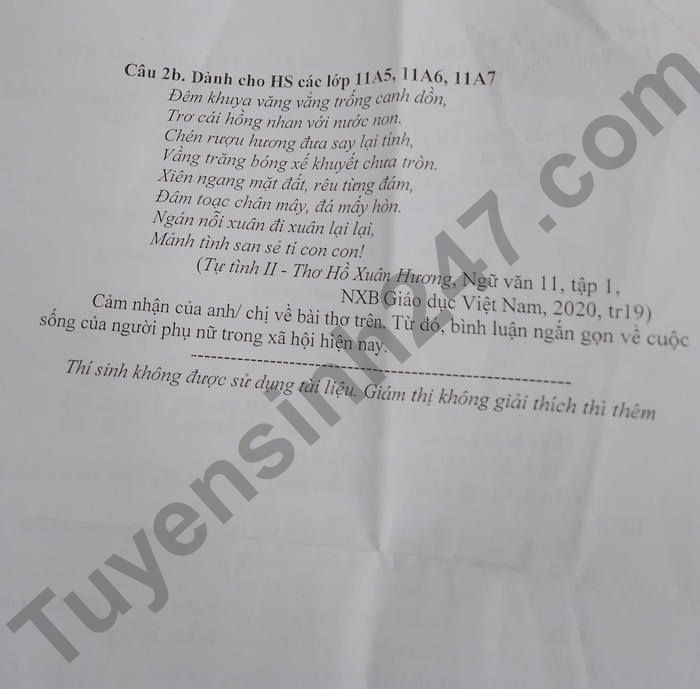 De thi giua ki 1 lop 11 mon Van 2022 - THPT So 1 TX Sapa