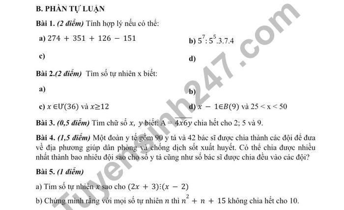 De kiem tra giua ki 1 mon Toan lop 6 THCS Nghia Tan 2022