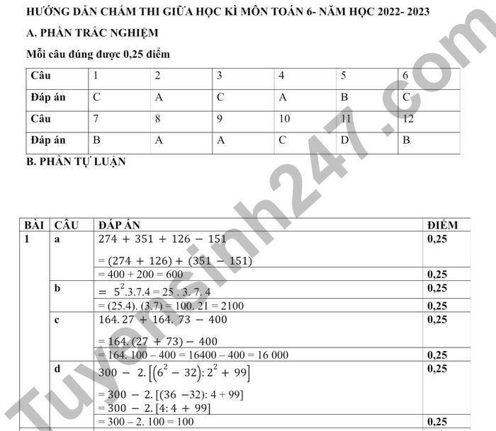 De kiem tra giua ki 1 mon Toan lop 6 THCS Nghia Tan 2022
