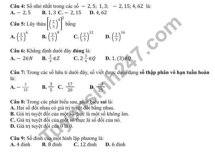 De thi GK 1 lop 7 mon Toan - THCS Nghia Tan 2022