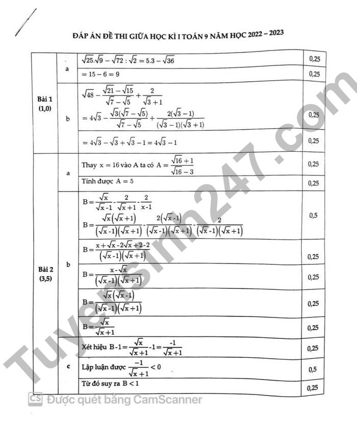 De thi giua ki 1 lop 9 mon Toan 2022 - THCS Nghia Tan