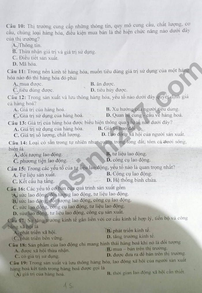 De kiem tra giua ki 1 mon GDCD lop 11 nam 2022 - THPT Tinh Gia 3