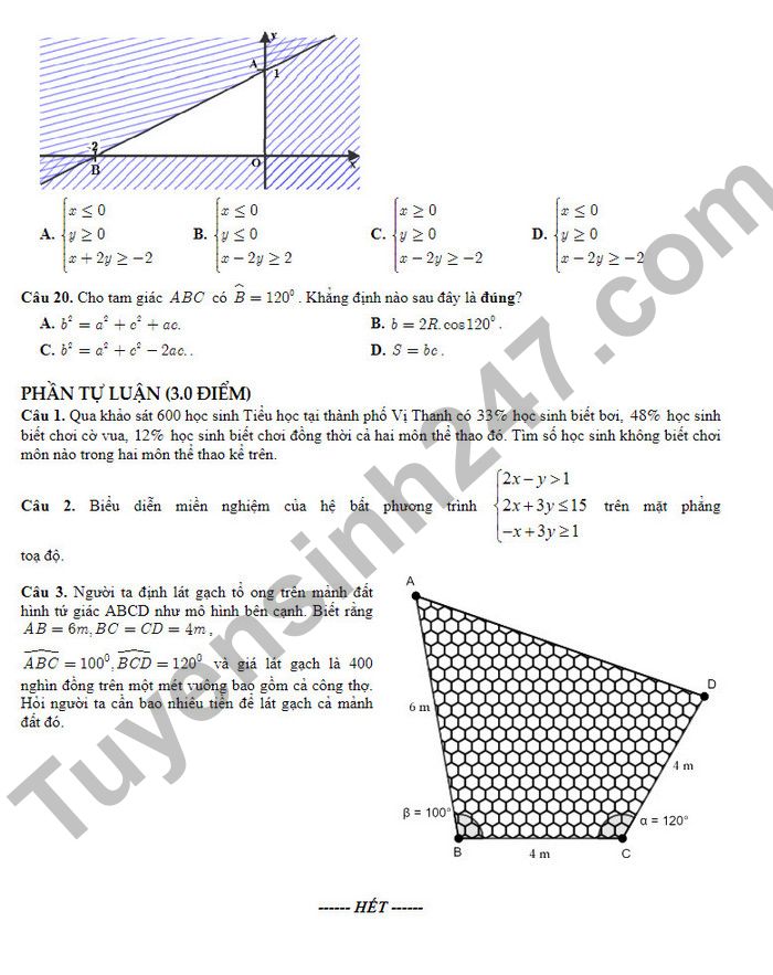 De thi giua ki 1 mon Toan lop 10 THPT Chuyen Vi Thanh 2022