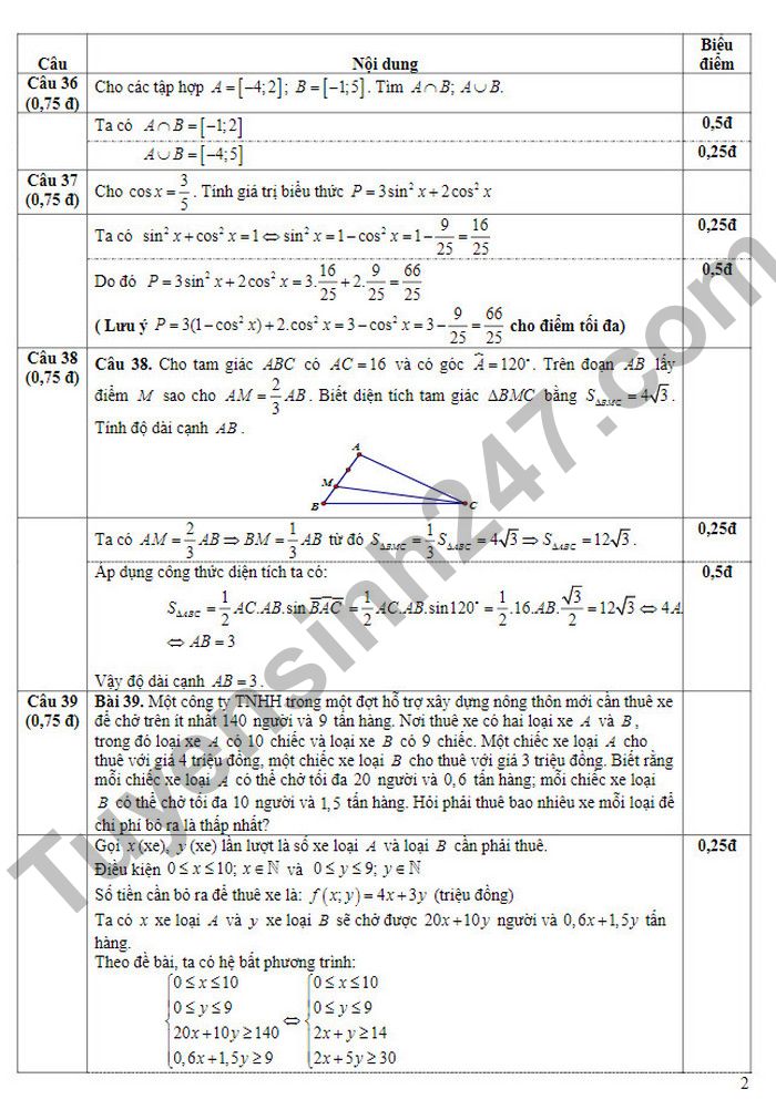 De kiem tra giua ki 1 mon Toan lop 10 - THPT Huong Khe 2022