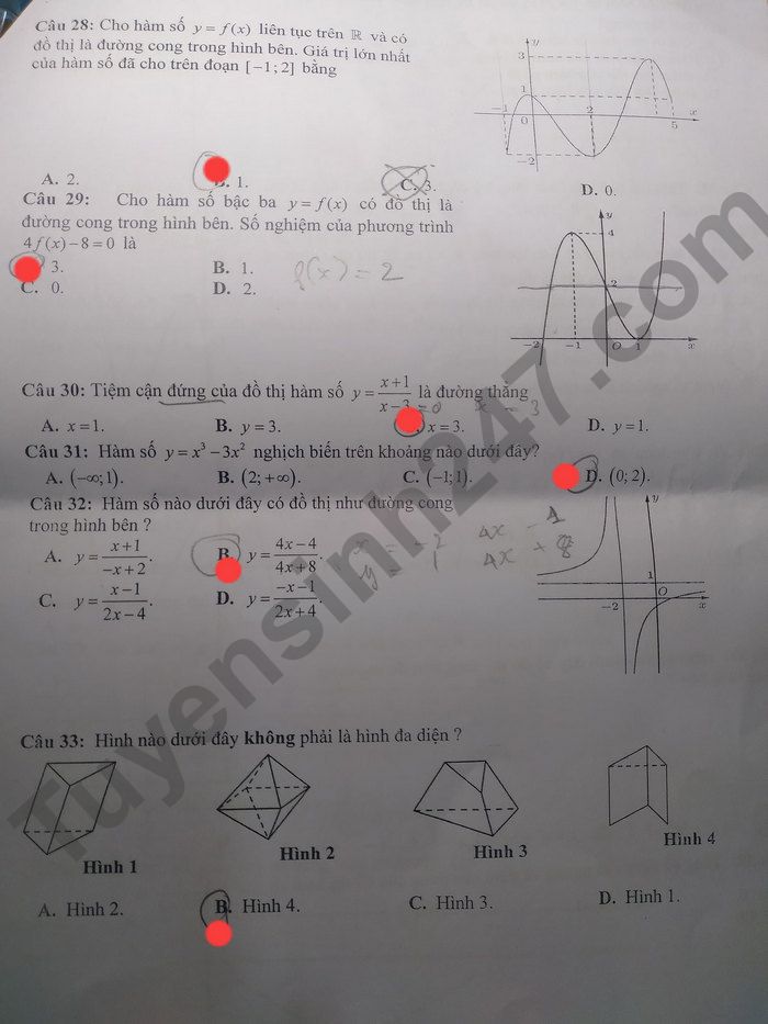 De kiem tra giua ki 1 lop 12 nam 2022 mon Toan THPT Pleiku (Co dap an)