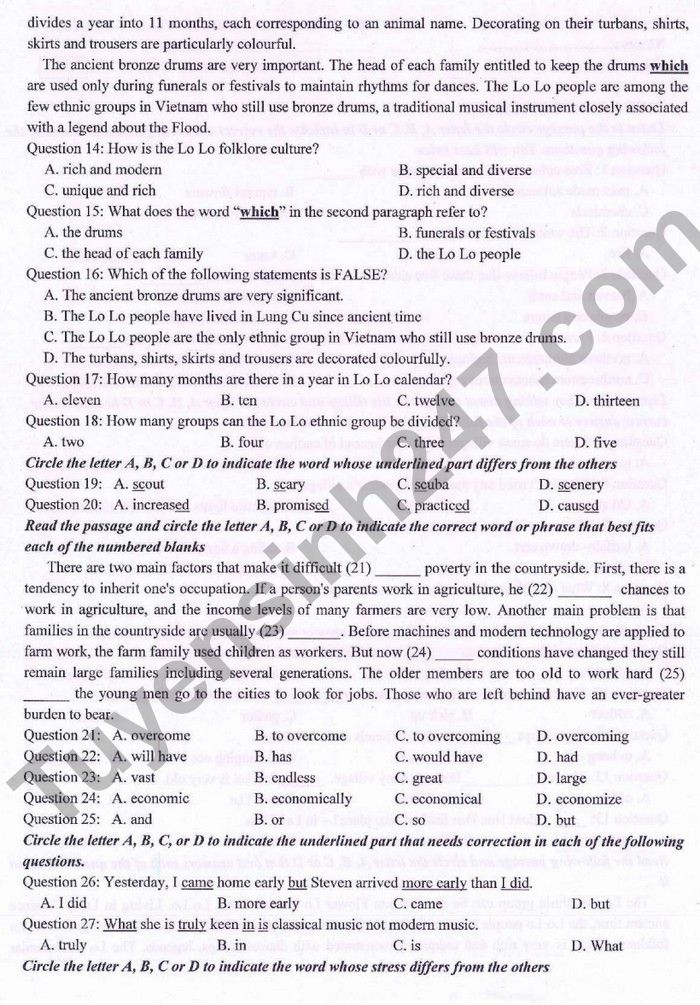 De thi giua ki 1 mon Anh lop 8 - THCS Ngoc Lam 2022