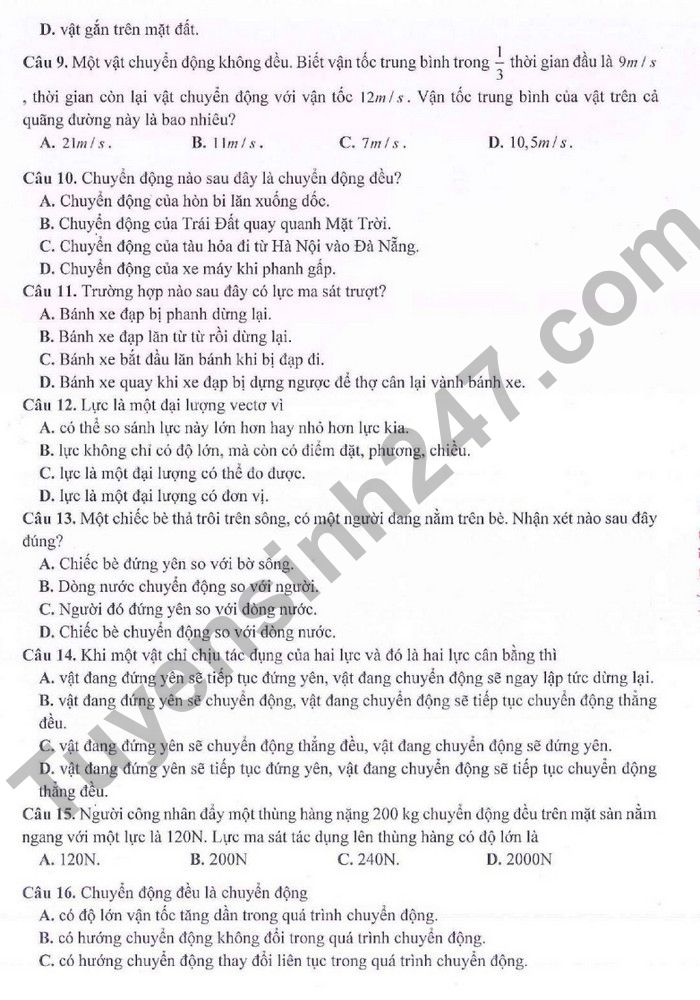 De thi GK 1 mon Ly lop 8 2022 THCS Ngoc Lam