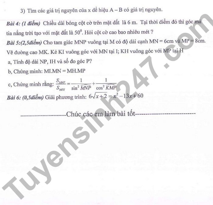 De thi GK 1 lop 9 mon Toan - THCS Ngoc Lam 2022