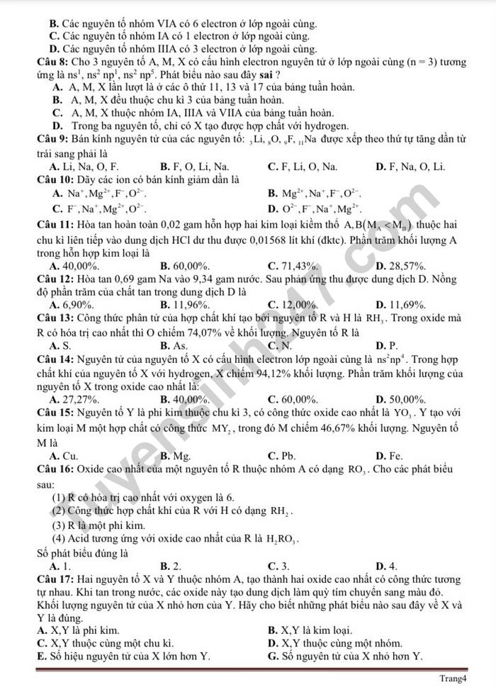 De cuong on tap hoc ki 1 mon Hoa lop 10 - THPT Xuan Dinh 2022