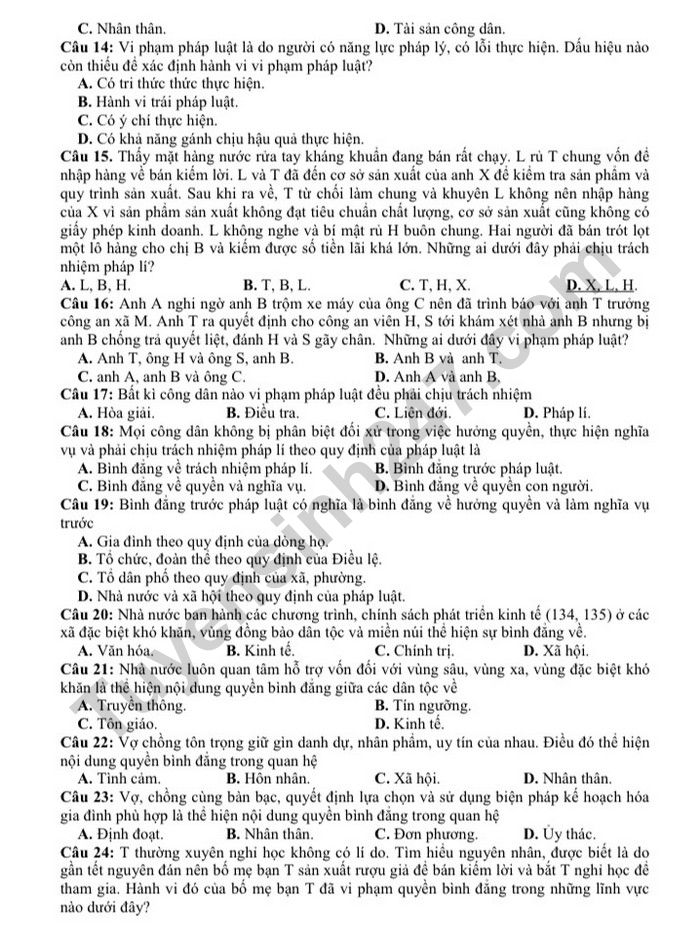 De cuong on tap cuoi hoc ki 1 lop 12 mon GDCD nam 2022 - THPT Xuan Dinh