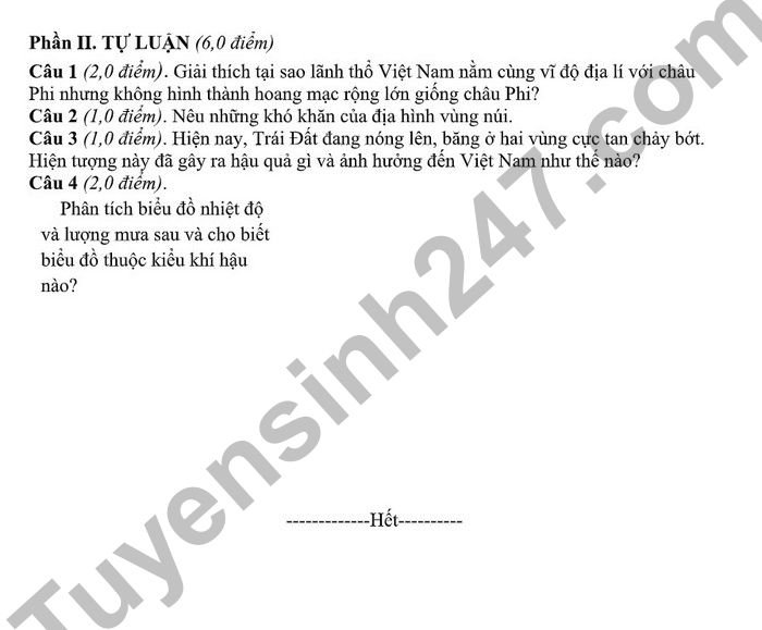 De thi ki 1 lop 7 nam 2022 mon Dia THCS Quan Toan (Co dap an)