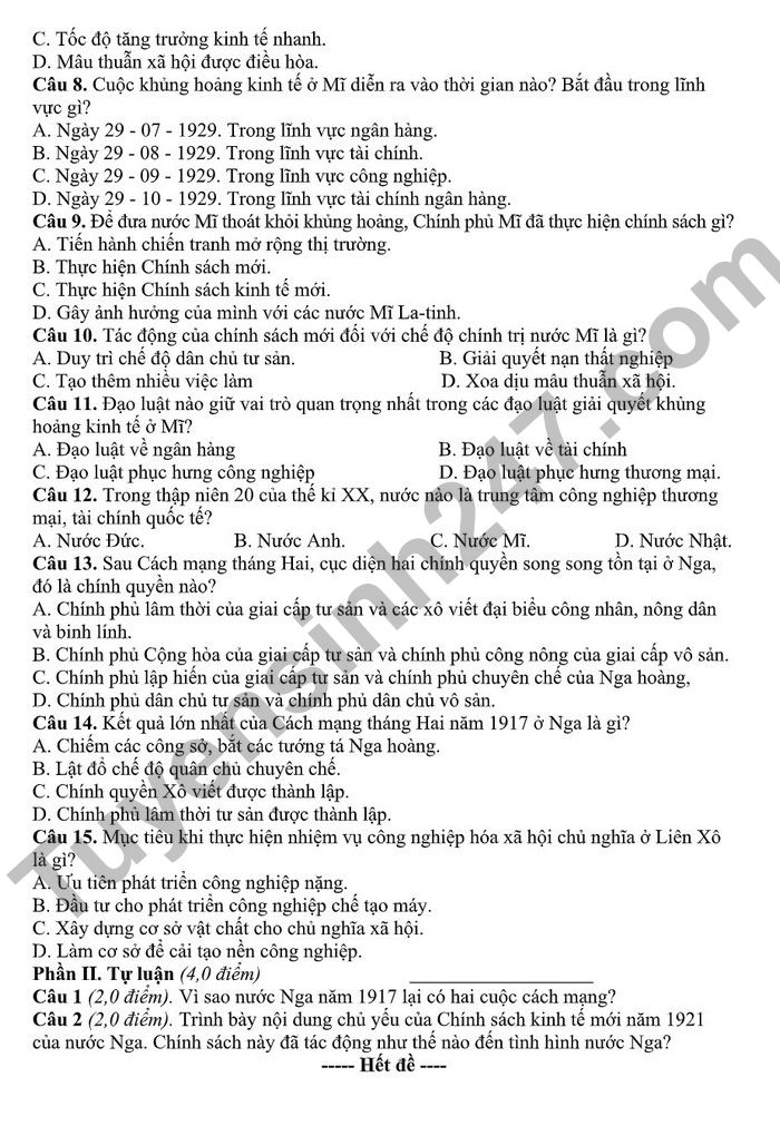 De thi hoc ki 1 mon Su lop 8 nam 2022 THCS Quan Toan (Co dap an)